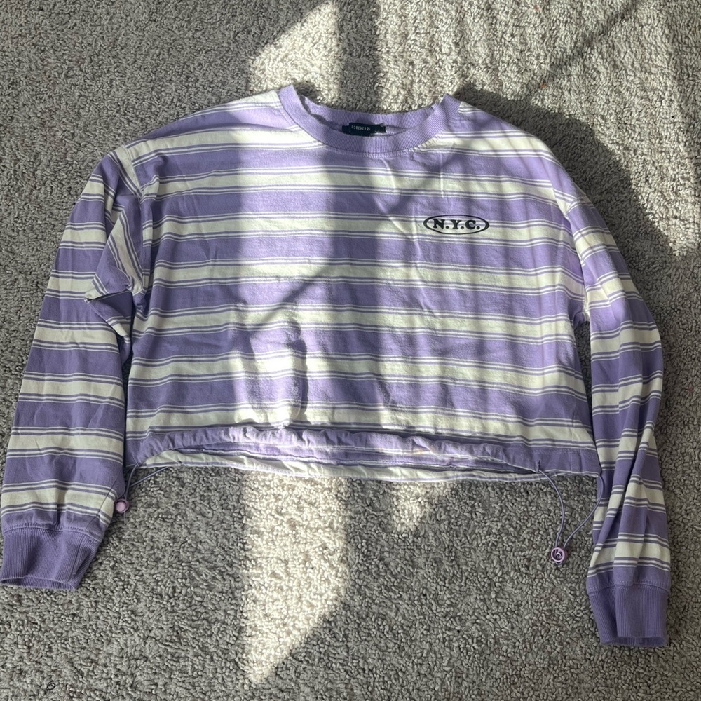 Rainbow Purple and Cream Striped Crop Top